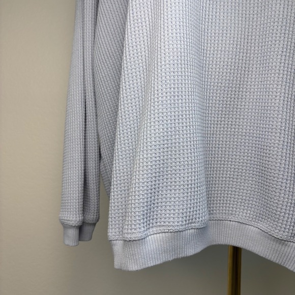 Aerie Womens Oversized Waffle Knit Crewneck Sweatshirt Light Blue Medium - Picture 13 of 16